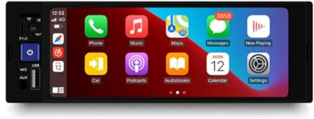 Wrtysully Radio para Coche CarPlay Android Auto, Reproductor MP5 con Bluetooth, MirrorLink, Receptor FM, Reproductor Multimedia de Vídeo para Coche 1DIN