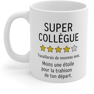Teecustom Mug Drôle Départ Collègue – « Super collègue, moins une étoile pour ton départ » – Cadeau Pot de Départ, Bureau 325ml