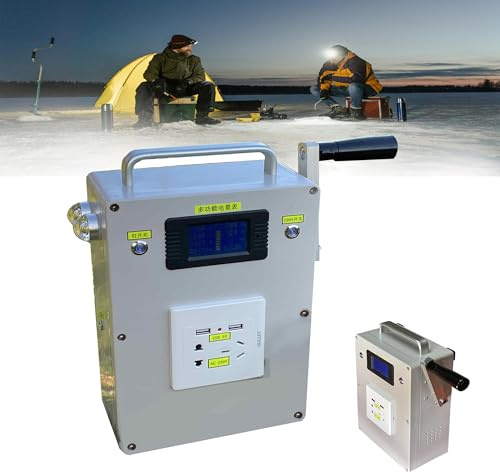 Generador de energía portátil con manivela, estación de energía recargable de 500 W para emergencias, camping, aventuras al aire libre y carga de teléfonos inteligentes