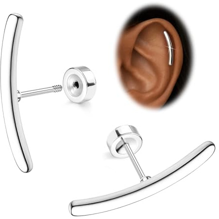 Morfetto Helix Piercings Chirurgenstahl Gold/Silver 16G - Flatback Medizinische Ohrstecker Hypoallergen 14K Vergoldet Chirurgenstahl Ohrringe Labret Tragus Conch Knorpel Piercing Ohr für Damen