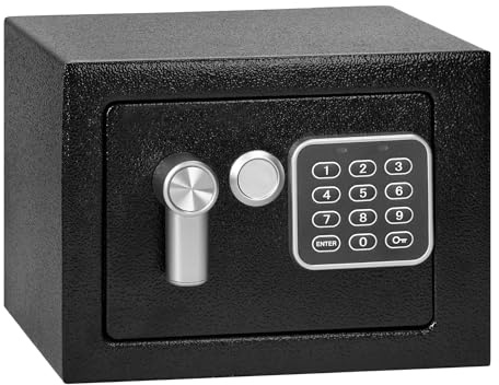 Miratic Tresor Für Zuhause - Elektronischer Code Safe Tresor Schwarz Aus Stahl Mit Schlüssel (Klein)