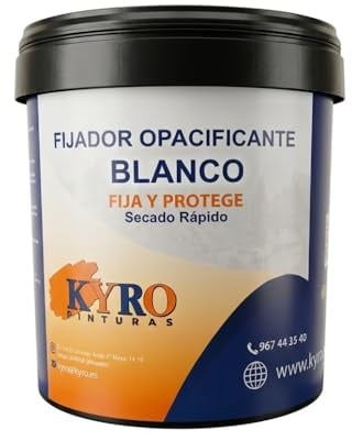 KYRO PINTURAS Imprimación Fijadora Blanca al Agua. Fijador de fondos. Interior Exterior. Pintura tapaporos. Gran absorción y adherencia. (4 Litros)