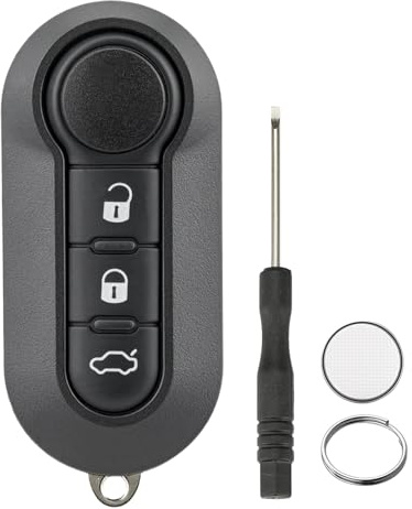 3 Button Car Key Fob Case Replacement for Fiat 500 500L Ducato Doblo Punto Bravo Panda Iveco Daily Citroen Relay Jumper Peugeot Boxer Remote Replace Key Shell with Battery