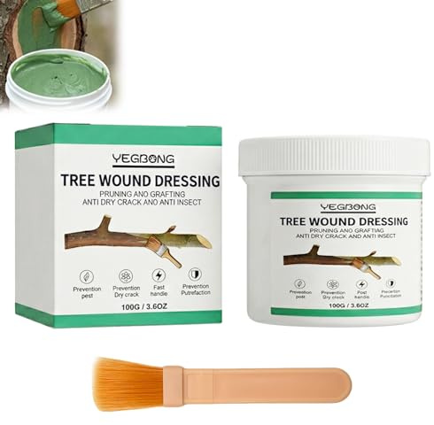 Tree Wound Sealer with Brush, 100g Pruning Sealant Paste for Trees | Bonsai Cut Paste for Garden Trees, Easy Apply Sealant for Branch and Trunk Pruning Care with Included Brush