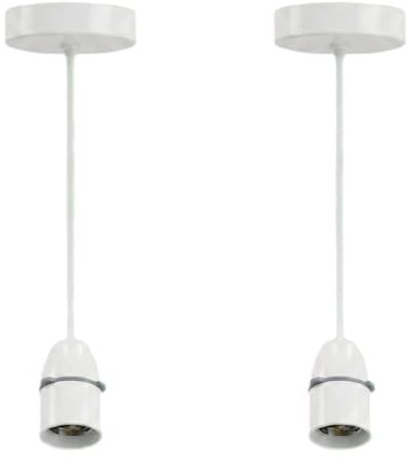 2x Ceiling Rose Bayonet Pendant Light Fitting, 6 Inch Flex, White T2 Rated - Bedroom, Living Room, Bathroom, Attic, Kitchen