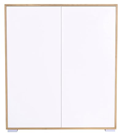 InnoFurn Highboard Elena M1, Aktenschrank mit Push-to-Open, Made in Germany, Moderner Schrank für Wohnzimmer Büro Eiche Evoke/Weiß matt (103 x 118 x 37 cm)