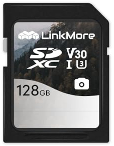 LinkMore Carte Mémoire SDXC 128 Go, Carte SD UHS-I U3 V30 Classe 10, Lecture Jusqu’à 95 Mo/s, Écriture Jusqu’à 45 Mo/s, pour Appareil Photo, Caméscope et Ordinateur (Mist SD3C)