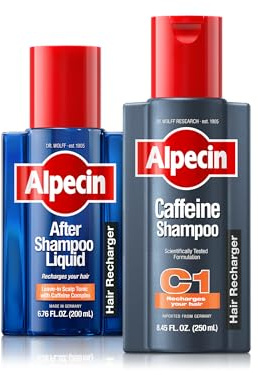 Alpecin C1 Koffein-Shampoo, 230 ml + Alpecin After Shampoo, flüssig, 6,76 fl, Koffein-Shampoo + Tonikum reinigt die Kopfhaut, um das natürliche Haarwachstum zu fördern, hinterlässt das Gefühl von