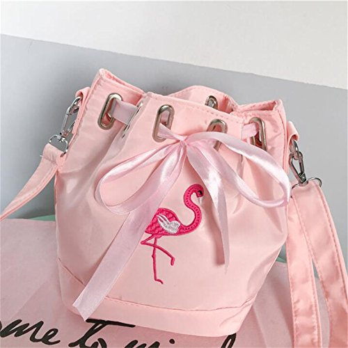 JXE Tragetasche mit Flamingo-Band für Fujifilm Instax Mini 25 / 50 / 7S / 8 / 90 / SQ10 Sofortbildkamera, bestickt, mit abnehmbarem Taschenriemen, Pink