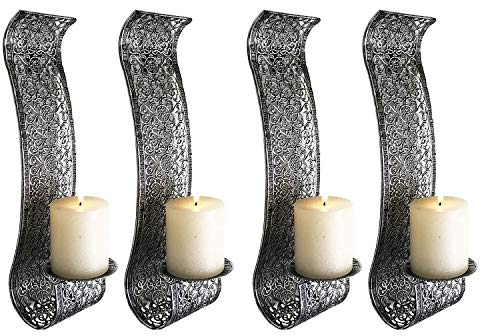 Dekorative Wandkerzenhalter für Stumpenkerzen 4'er Set aus Metall für Stumpenkerzen Schwarz