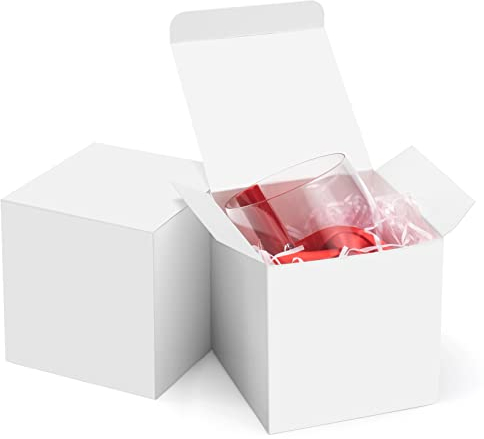 ValBox 4x4x4 White Gift Boxes 50PCS Kraft Paper Boxes with Lids for Gifts, Crafting, Cube, Cupcake Boxes, Easy Assemble Boxes for Party Favor