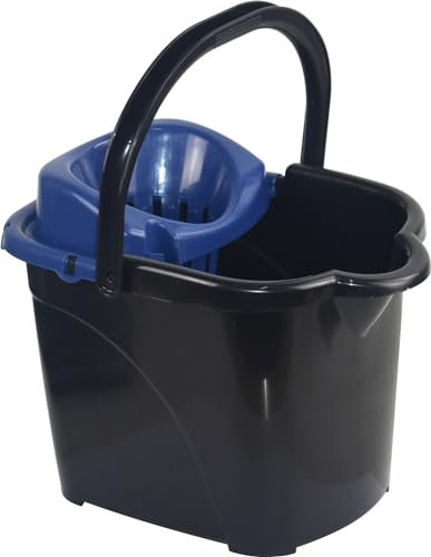 Large 15L Plastic Mop Bucket with Wheels for large Kitchens and Floors (Blue)