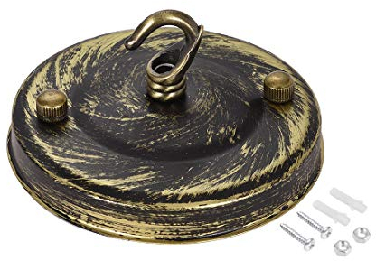 sourcing map Retro Licht Baldachin Kit mit Haken, Vintage Kronleuchter Deckenplatte, für Beleuchtungszubehör DIY, 104mm 4,1 Zoll Schwarz Gold
