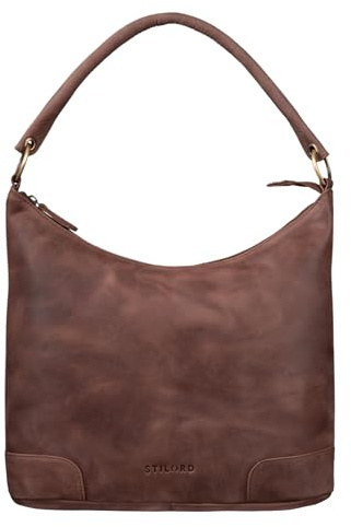 STILORD Tessa Handtasche Damen Leder Groß Shopper Ledertasche Hobo Tasche Elegante Vintage Schultertasche Tote Bag aus Echtem Leder Farbe:Messina - braun