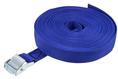 12M x 25mm Sangle d'arrimage Sangles d'arrimage avec boucle de verrouillage à came Charge de travail 250 kg, bleu