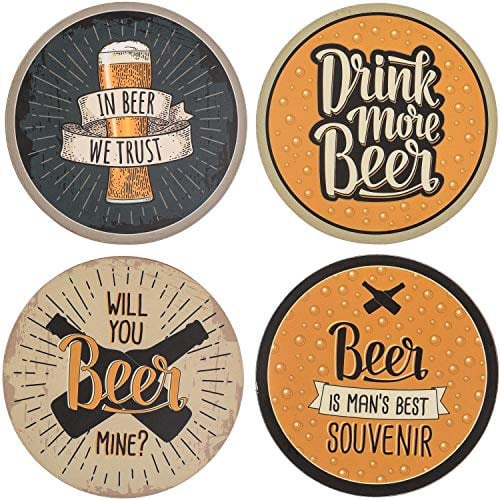 ootb Untersetzer Getränkeuntersetzer Glasuntersetzer Tischuntersetzer Bierdeckel »Beer« Holz Kork 4er Set