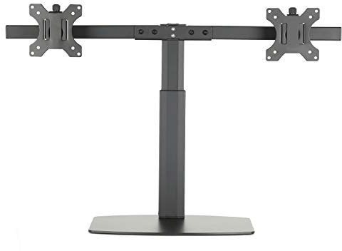 Ewent EW1538 Supporto monitor con molla a gas a doppio braccio per 2 monitor fino a 27 pollici con base - Supporto per 2 schermi PC TV LED LCD - Girevole, inclinare e ruotare, nero