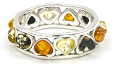 MyBer Ring Bernstein Bernsteinring Schmuck Damen Herz silber 925 PMBER31