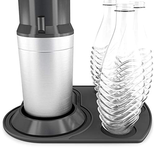Silikon Anti-Rutsch Abtropfmatte, Untersetzer kompatibel mit SodaStream Crystal, Unterlage, Auffangschale, Abtropfschale (kompatibel mit SodaStream Crystal, Schwarz XL)
