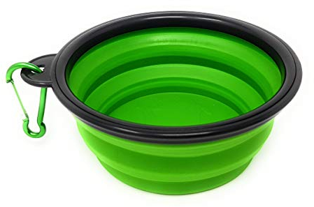 4LegsFriend Gamelle Chien Pliable | avec Mousqueton | Bol rétractable en Silicone sans BPA | Voyage, Voiture, Camping, Promenade | Eau, croquettes, Nourriture (Vert)