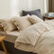 GETIYA Modern Beige Bettwäsche 135x200 Einfarbig Bettwäsche Mädchen Damen Bettbezug Einzelbett Weich Gewaschene Baumwolle Bettwäsche Unifarben mit Reißverschluss und 1 Knöpfen Kissenbezug 80x80