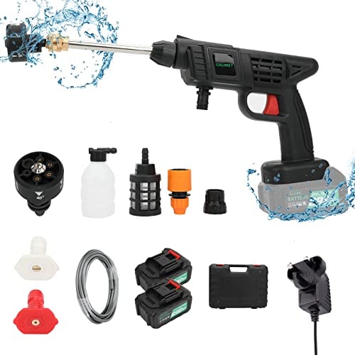 Cordless Pressure Washer, 21V Portable Power Pressure Cleaner with 2.5Ah Rechargeable Battery 20 Bar High Pressure Jet Washer With 6-in-1 Multi-spray Nozzle for Patios and Cars (Black)