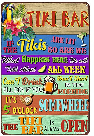 Viodenl Tiki-Bar-Metallschild für die Terrasse, Dekoration für tropische Geburtstagsparty, Schild für Zuhause, Bar, Küche, Hinterhof, 30,5 x 20,3 cm