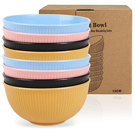 AouiSton Cuencos plastico, Ensaladera, Cuencos para snacks, 750ml bowl, Plástico sin BPA Cuencos cocina (8 pezzi)