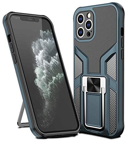 SharkProten Case for iPhone 11 Pro Max Case Cover with Holder Kickstand, Heavy Duty Protective Bumper Armour Phone Shell with Magnetic - Cyan