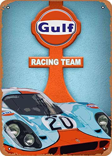Blechschild im Vintage-Look – Cars Gulf Racing Team – 20,3 x 30,5 cm Blechschild
