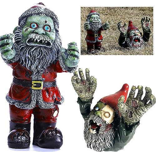 XUBX 2er Set Halloween Dekorationen, Zombie Zwerg Statue, Halloween Statuen Figuren Ornamente, Zombie Zwerg Skulptur Garten Statue Skulptur Böse Scary Outdoor Halloween Dekoration Ornament