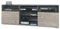 Vladon TV-Board Granada, Lowboard mit 2 Türen und 6 offenen Fächern, Korpus Anthrazit matt, Fronten in Eiche Nordic (146 x 54 x 35 cm)