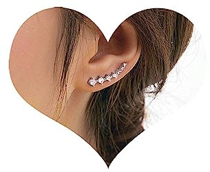 Dervivea Pendientes Boho Crystal Ear Climber - Cz Ear Cuff Sliver Rhinestone Crawler Stud Joyas para Mujeres y Niñas