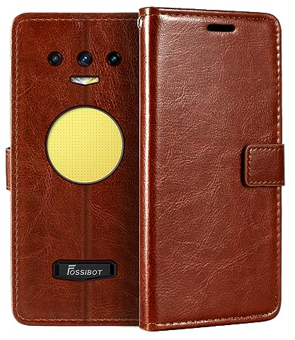 PU Leder Handyhülle Kompatibel mit Fossibot F102, Klapphülle mit Kartenfächern, Magnetverschluss und Rundumschutz mit Standfunktion (Braun)