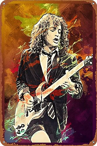 KIVYYB Angus Young Blechschild Wandkunst Poster 30,5 x 20,3 cm Wohnzimmer Dekoration