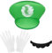 LUKIUP 3 Stück Mario Mütz, Mario und Luigi Mütze, Mario Hat Grün im Komplettset Mit weißen Handschuhen und Klebe-Bärten, Erwachsene Outfit für Weihnachten Karneval Faschingskostüme (Grün)