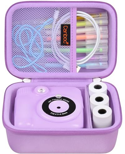 Canboc Camera Case for CHRERNA/YKSLEMON/AORILE/CKATE/OPERHOO/YORKOO/Gofunly Kids Instant Print Camera, Toddler Digital Cameras Bag fit Print Paper, Colorful Pen, USB Cable, Purple (Case Only)