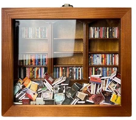 PAREKS Einzigartiges One Anxiety Bücherregal | Schütteln Sie Ihre Ängste ab | Bücherregal aus Holz zum Abschütteln | Mini-Bücherregal aus Holz für den Schreibtisch
