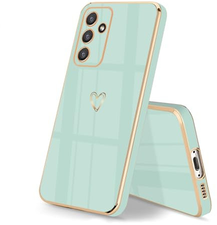 HopMore Coque pour Samsung Galaxy A55 5G Etui de Protection en Silicone pour Samsung A55 5G, Souple Étui en Motif Coeur Antichoc Fine Housse Protection Case Cover pour Galaxy A55 5G, Menthe Verte