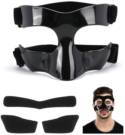 STFALI Nasenmaske Fussball, Nasenschutz Gesichtsschutz für Gebrochene Nase, Volleyball Nasenschutz, Verstellbarer Gesichtsschutz mit Polsterung, für Unisex Erwachsene (Schwarz-2)