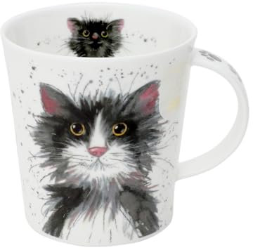 Dunoon Lomond Mug en porcelaine anglaise Motif chats Noir et blanc