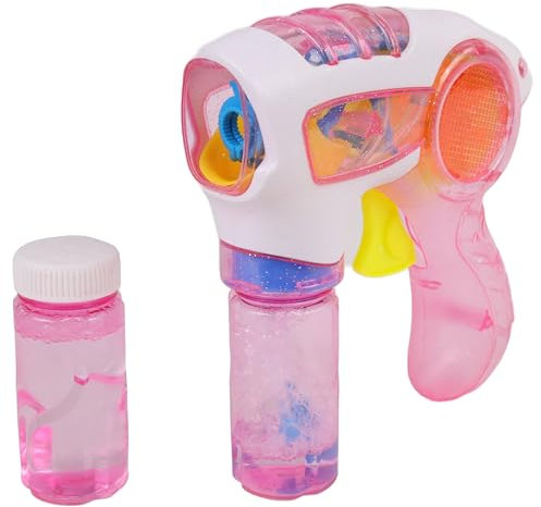 BLUE SKY - Pistola de Burbujas de Fricción - Burbujas de Jabón - 048601 - Color Aleatorio - Luminoso - Plástico - 15cm x 15cm - para Niños - Juego al Aire Libre - Juego de Verano - A Partir de 3 años