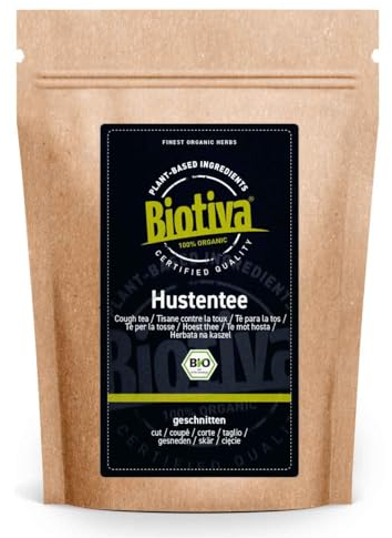 Hustentee Bio 100g - Königskerzenblätter Thymian - Bronchialtee - vegan - 100% Bio-Qualität - Abgefüllt und kontrolliert in Deutschland - Biotiva