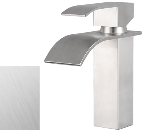 Rubinetti pPer Cascata Bagno,Cascata Rubinetto in Acciaio Inox, Fredda e Calda Miscelatore Monocomando Lavabo Rubinetti,con Valvola di Ceramica,per Wc, Bagno, Lavandino
