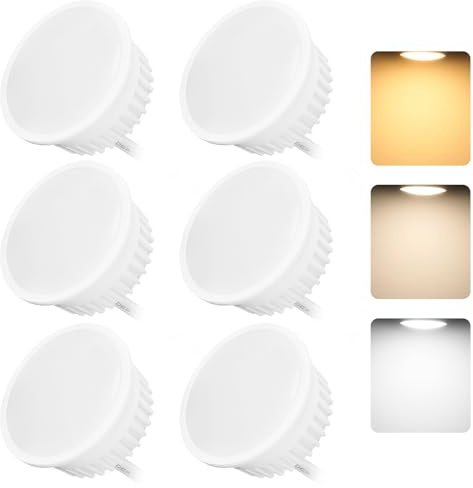 YindaLux Lot de 6 module LED Dimmable ø50x23mm pour spots encastrables 4.9W 500LM 3CCT Blanc chaud 3000K Blanc naturel 4000K Blanc froid 6500K Le module étanche IP44 120° remplace ampoules GU10 MR16