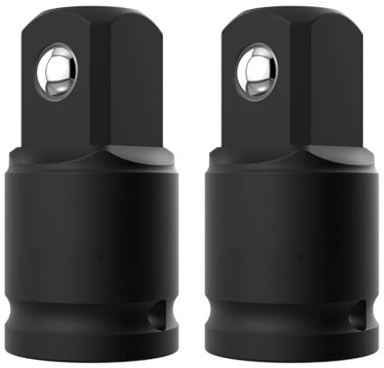 2PCS Juttzzei Impact Socket Adapter, 3/8 Inch Square Adapter Drive Female, 1/2 Inch Square Drive Male, Upgraded Black CR-V Steel 3/8 x 1/2 Socket Reducer for Driver/Ratchet/Socket Set Extension