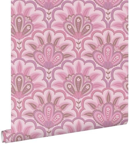 Esta Home Tapete orientalisches Barockmotiv Lila und Rosa 50 x 900 cm