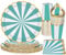 PARTY GO Ensemble de vaisselle jetable de 96 pièces comprenant des assiettes en carton de 22,9 cm, des assiettes en carton de 17,8 cm, des assiettes en carton, des gobelets, des serviettes pour fête