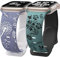 Wearlizer 2Stück Floral Gravierte Kompatibel mit Apple Watch Armband 41mm 40mm 42mm 38mm Damen, Zweifarbiges Blumen Silikon Sportarmband für iWatch Serie 10 9 8 7 6 5 4 3 2 1 SE, Blau/Grün