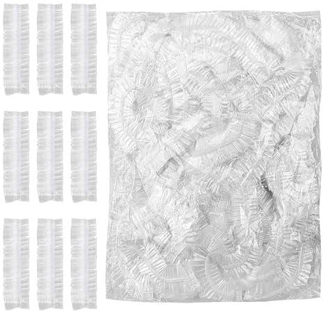 100 Pcs Shower Cap Disposable,Plastic Shower Caps for Hair Protection,Travel Spa,Hotel and Hair Solon,Home Use,Clear Disposable Shower Caps,Large Thick Clear Waterproof Plastic Elastic Hair Bath Caps